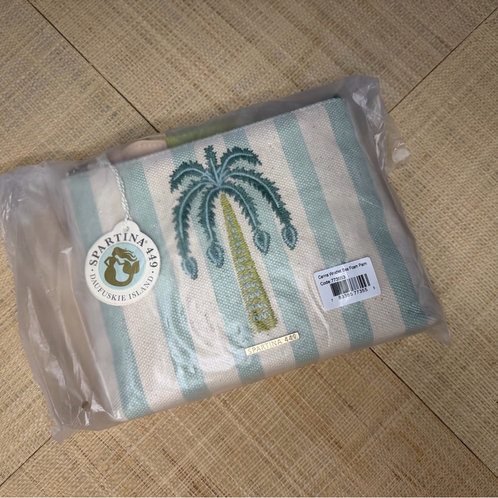NEW Spartina 449 Carina Wristlet Sea Foam Palm NWT